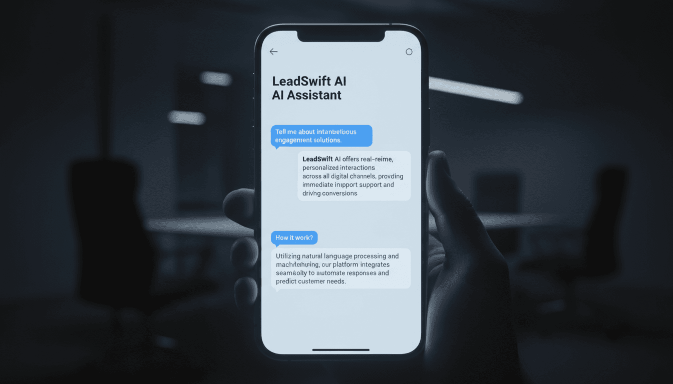 Smartphone displaying AI chat interface, glowing in a dark room