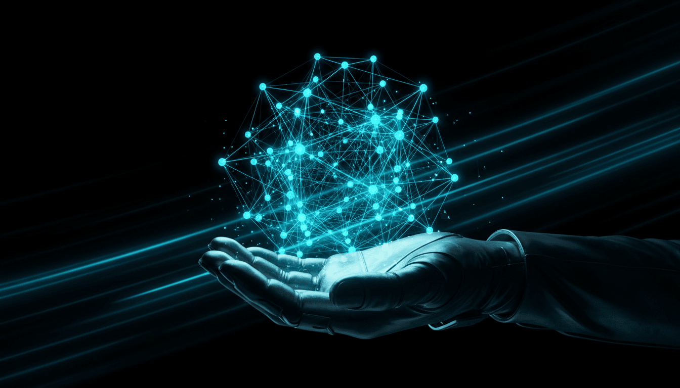 Hand holding a glowing network of captured leads